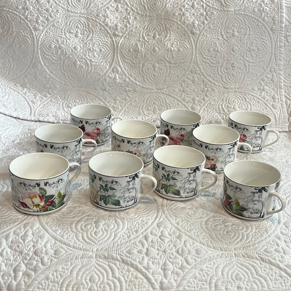 American Atelier Rose Toile cups, set‎ of 10